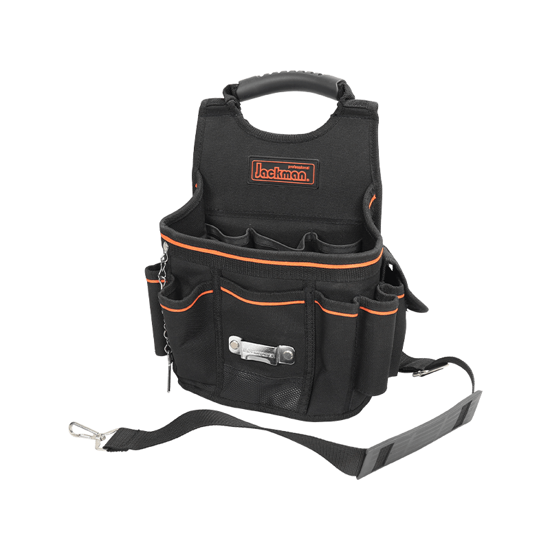 VERTIKALE GÜRTELTASCHE MIT SCHULTERRIEMEN, SCHWARZ/ORANGE, JKB-35717