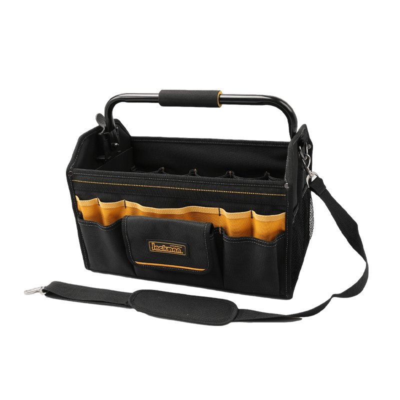 17' FALTBARE WERKZEUGTASCHE MIT DREHBAREM STAHLGRIFF, SERIE 700 SCHWARZ/GELB, AUS 1680D JKB-85719-17