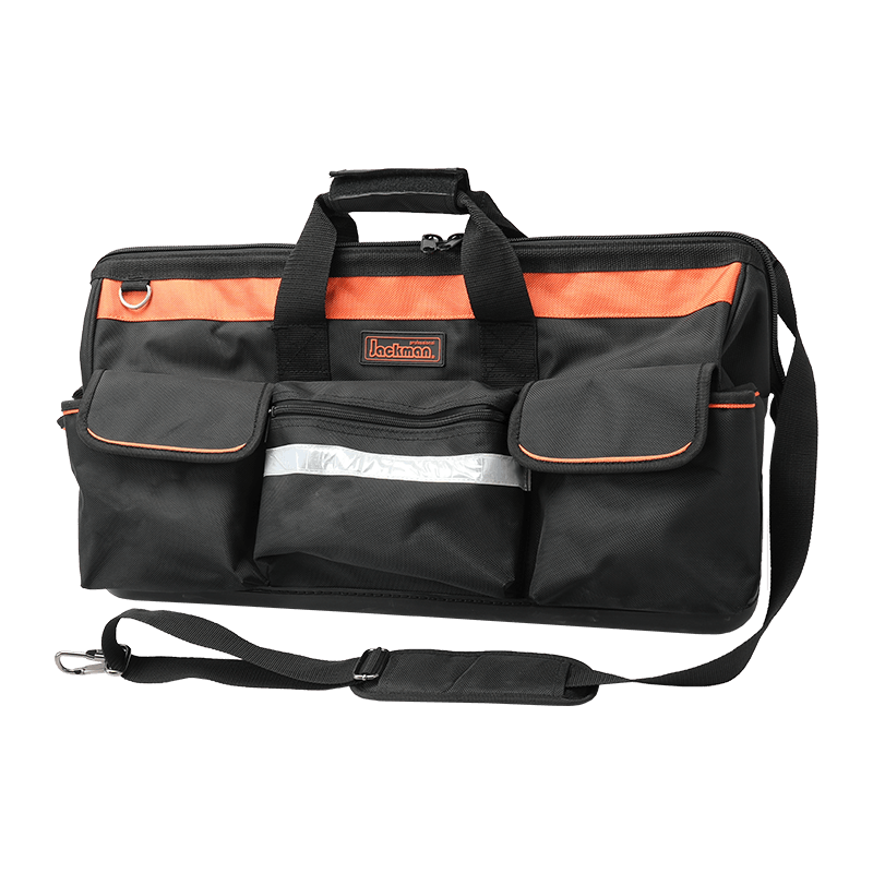 24' WASSERDICHTE PP-WERKZEUGTASCHE MIT BOTTOM GATE MOUTH, SERIE 600 SCHWARZ/ORANGE UND REFLEXSTREIFEN, HERGESTELLT AUS 1680D JKB-86014 24