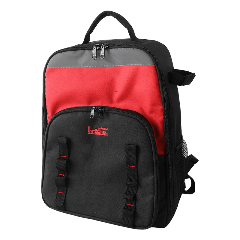 Mehrzweck-Rucksack mit 11 Taschen, Reflexstreifen, integrierter abnehmbarer Werkzeugtafel JKB-65021