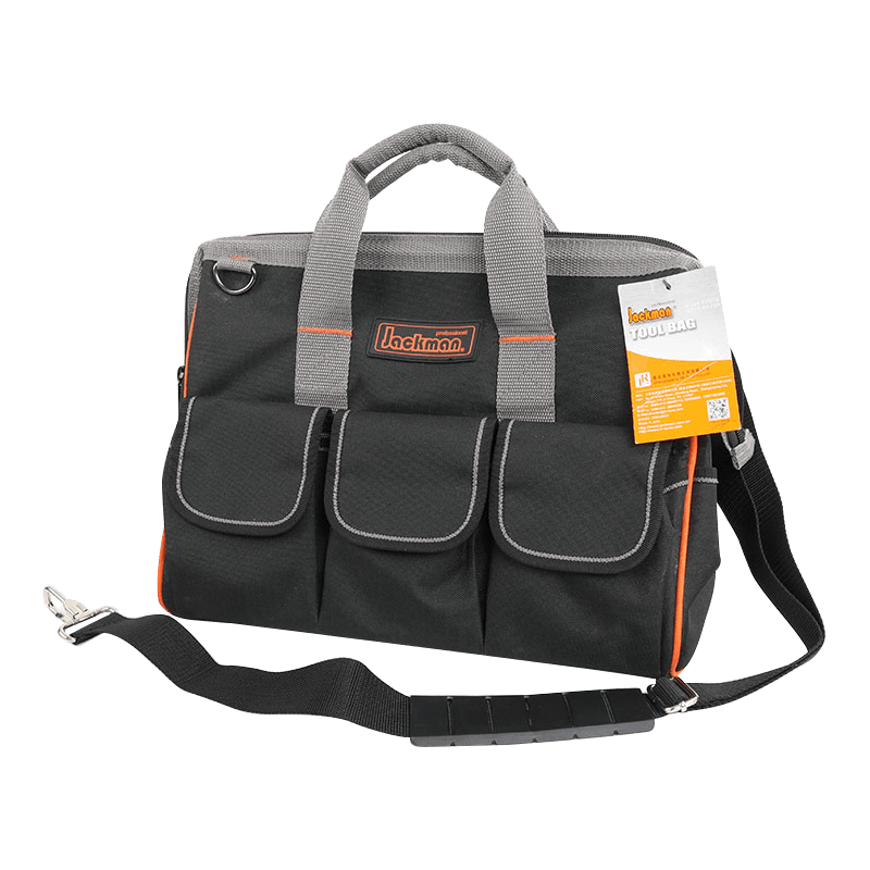 300er-Serie 14'Orange Grey Werkzeugtasche mit großer Öffnung Gartenwerkzeugtasche mit Schultergurt JKB-222B 14
