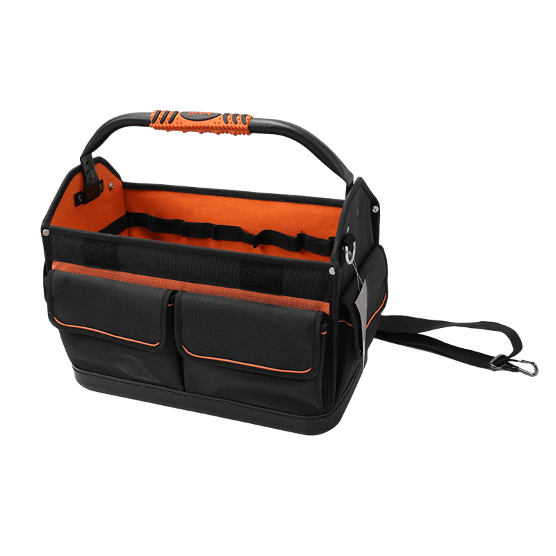 16' DREHBARER WERKZEUGTASCHE MIT WASSERDICHTEM PP-BODEN MIT GRIFF AUS WASSERDICHTEM STAHL, SERIE 600 SCHWARZ/ORANGE, HERGESTELLT AUS 1680D JKB-862B14