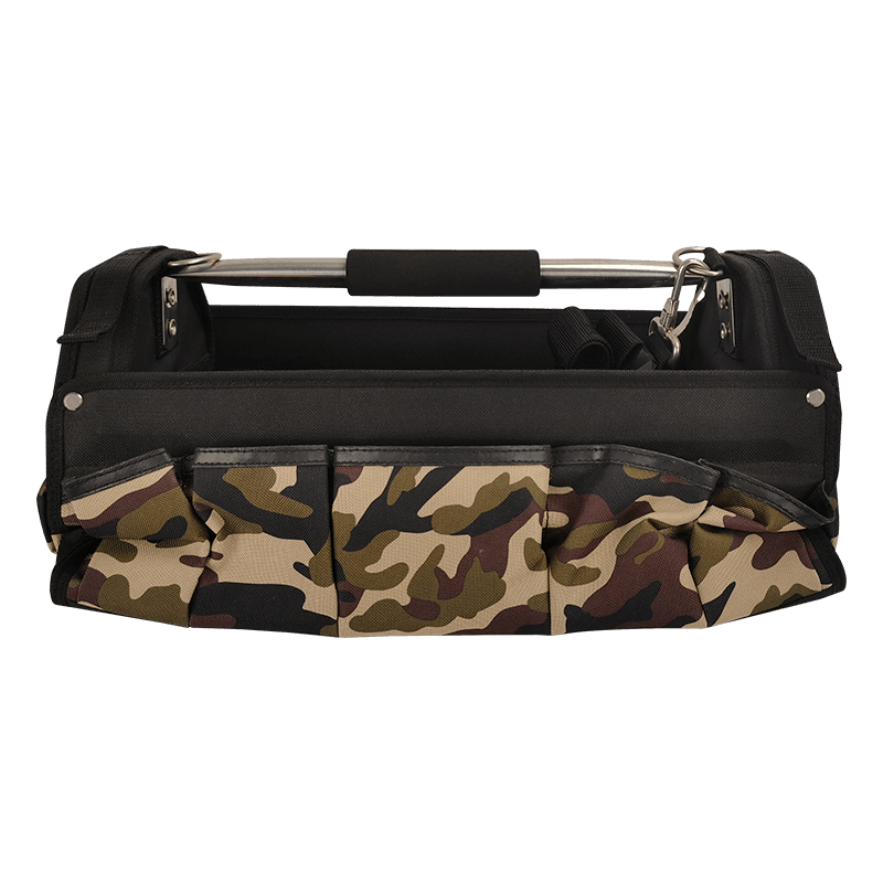 17' Zusammenklappbare 30-fach offene Werkzeugtragetasche Camo mit Edelstahl-Rohrgriff JKB-243P17-3