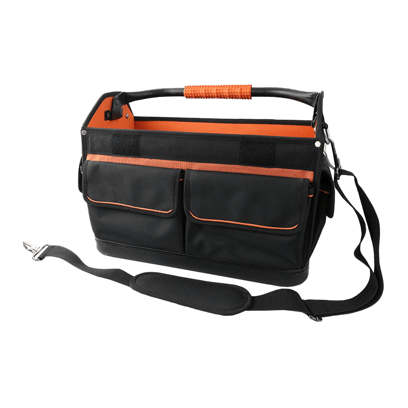 16' DREHBARER WERKZEUGTASCHE MIT WASSERDICHTEM PP-BODEN MIT GRIFF AUS WASSERDICHTEM STAHL, SERIE 600 SCHWARZ/ORANGE, HERGESTELLT AUS 1680D JKB-862B14