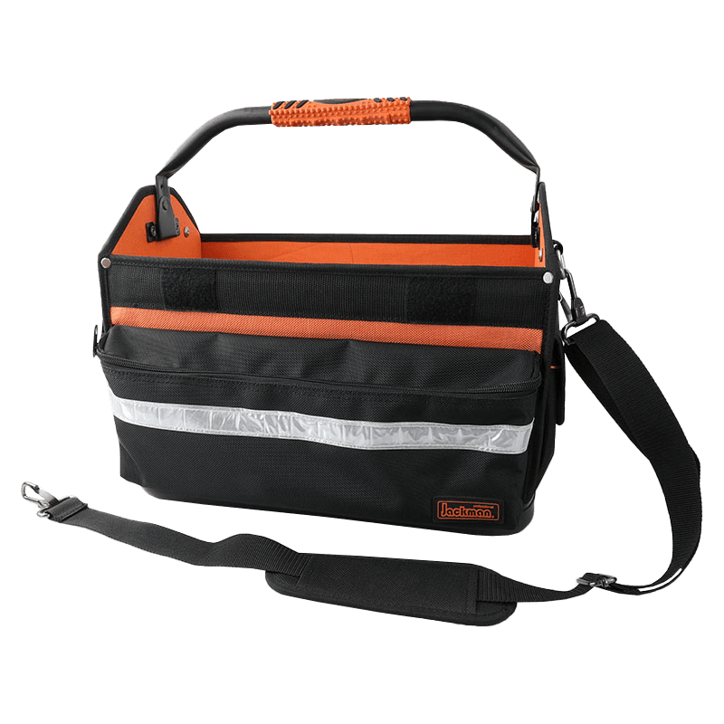 16' DREHBARER WERKZEUGTASCHE MIT WASSERDICHTEM PP-BODEN MIT GRIFF AUS WASSERDICHTEM STAHL, SERIE 600 SCHWARZ/ORANGE, HERGESTELLT AUS 1680D JKB-862B14