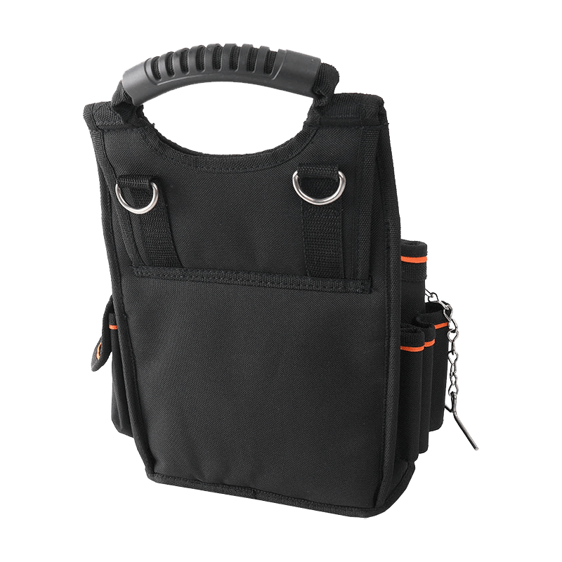 VERTIKALE GÜRTELTASCHE MIT SCHULTERRIEMEN, SCHWARZ/ORANGE, JKB-35717